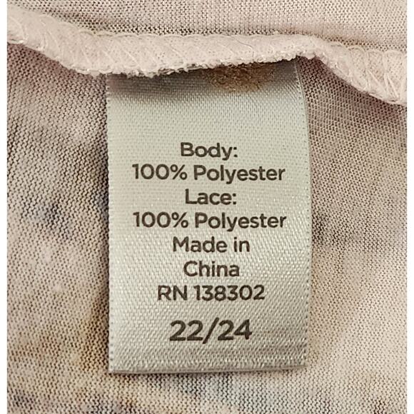 Avenue Pink Multicolor Floral Rhinestone Top 22 24 Lace V Back Lightweight Soft - Picture 6 of 6